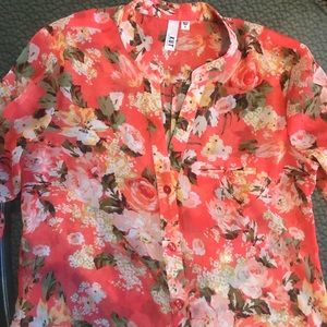 Peach flower blouse